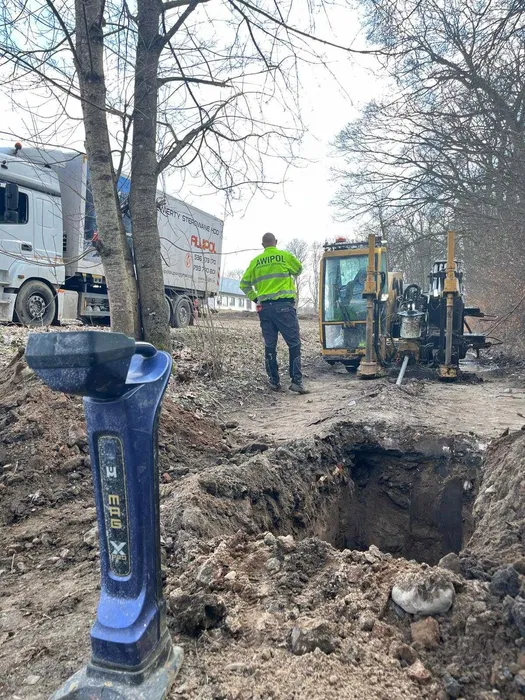 Przewiert HDD widok z drona – AWIPOL